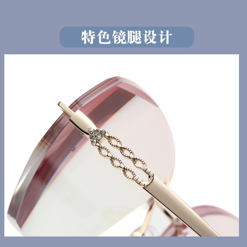 Gold Silk Diamond Trimmed Rimless Reading Glasses Women'S Gold Pure Desire Point Diamond High Definition Anti-Blue Reading Glasses