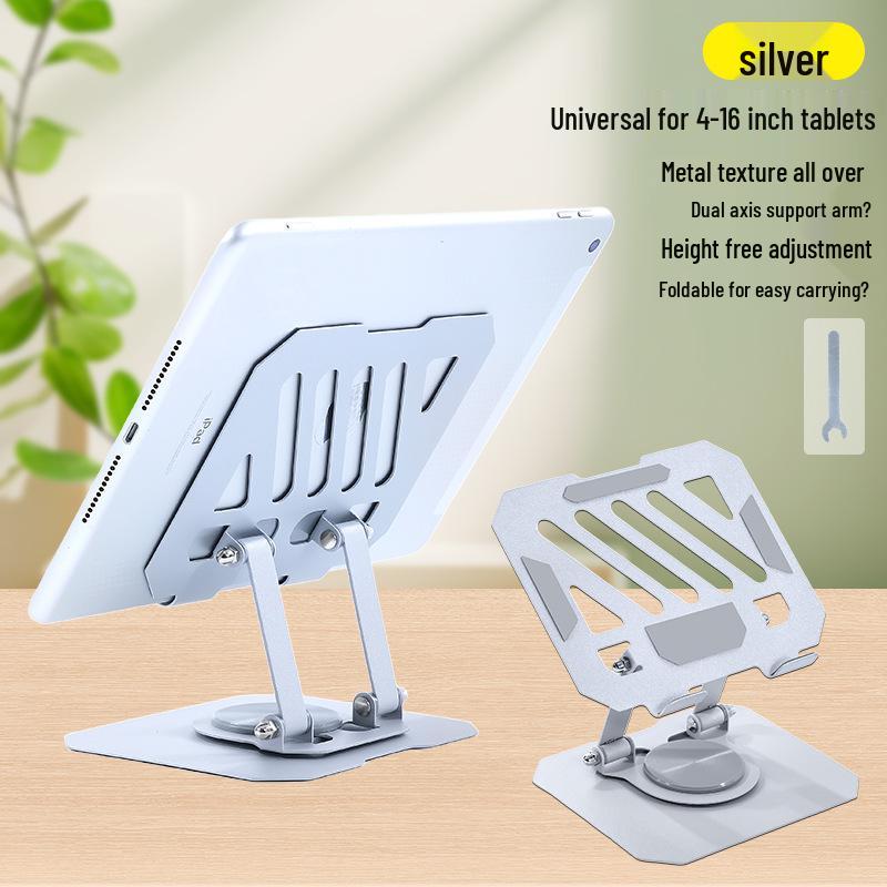 Foldable Metal Laptop & Tablet Stand with 360° Rotation and Double Rod Support