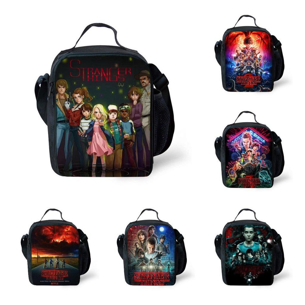 Stranger Things Insulated Lunch Box Bag Durable Oxford Backpack For Outdoor Picnic And Beach With Smooth Zipper