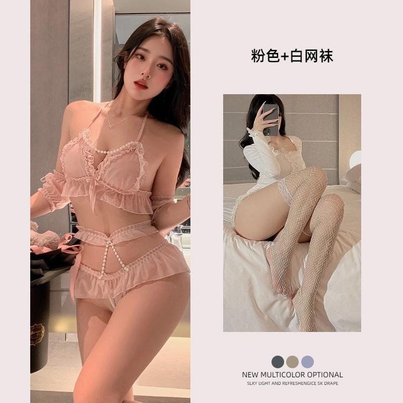 New Sexy Underwear Women's Sexy Lace Suspender Hip Skirt Uniform Temptation Three Points