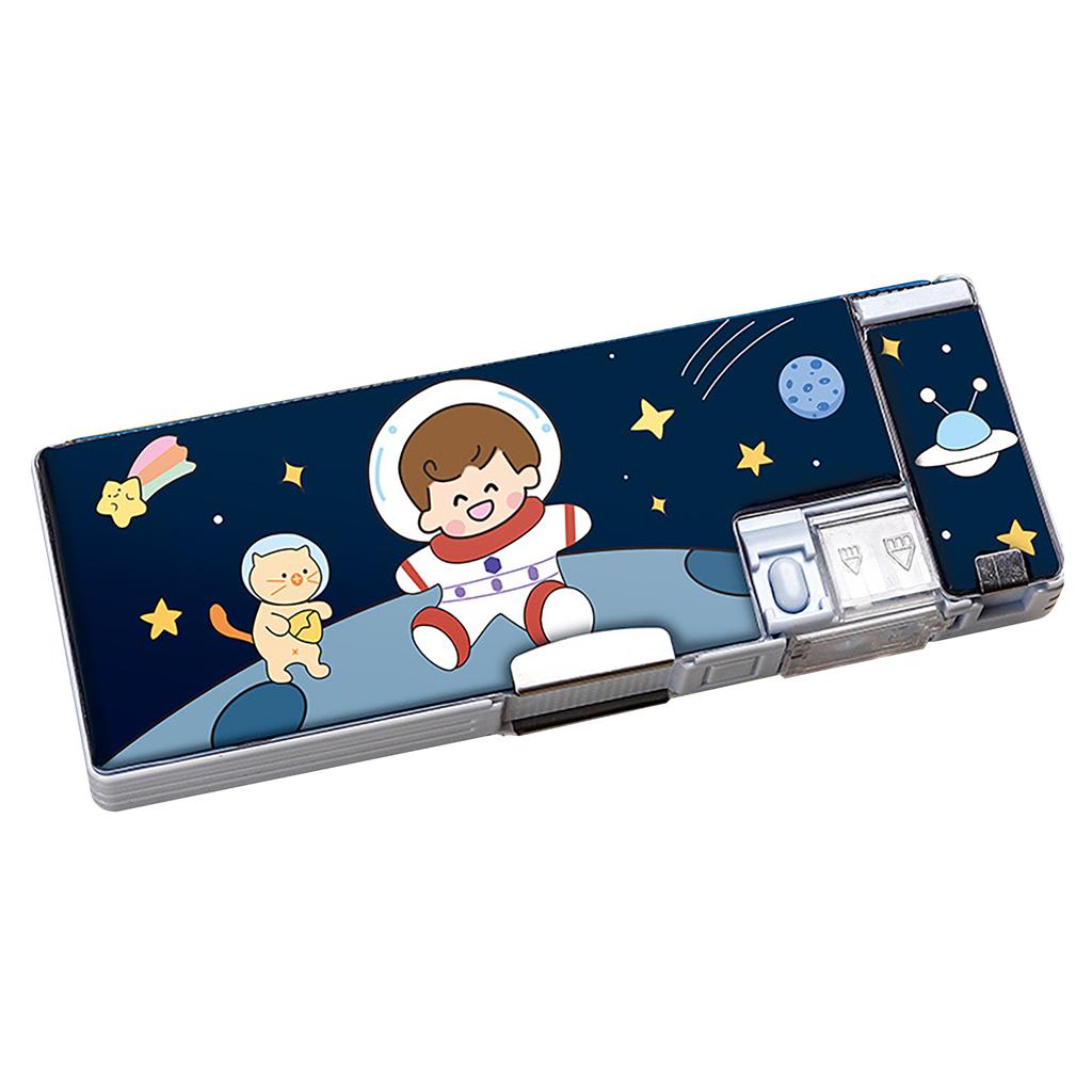 Bleistifttasche, süßer Cartoon-Stil, doppelseitig, eingebauter Anspitzer, tragbar, große Kapazität, großer Bleistift