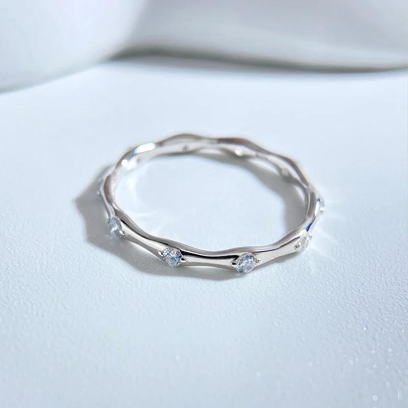 925 Silver Zircon Simple Personalized Bamboo Ring For Women Anniversary Party Fashion High Quality Fine Jewelry