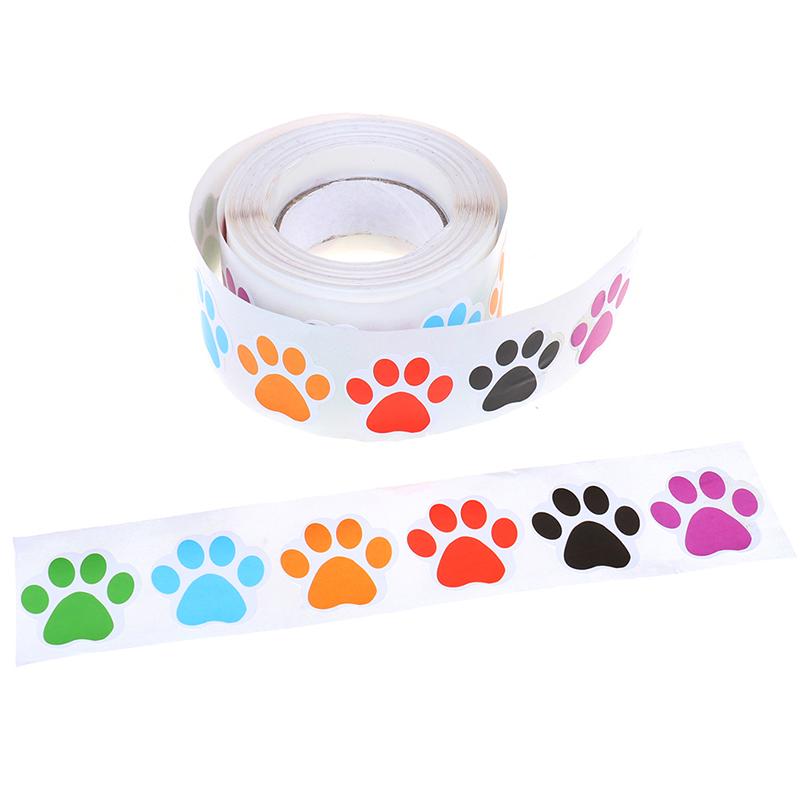 500Pcs Colorful Paw Print Stickers Dog Cat Paw Labels Stickers Reward Sticker