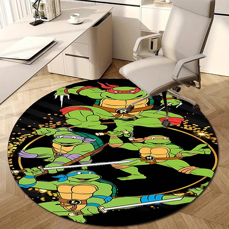 1pc Teenage Mutant Ninja Turtles Design Printed Area Round Carpet for Bedroom Living Room Home Decor Rugs Mat Non Slip Mat Rug for Bedside