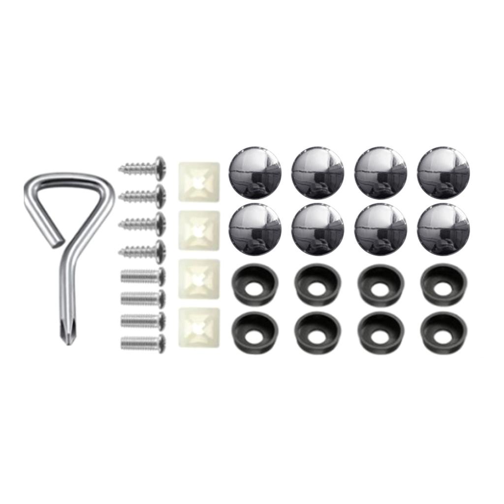 License Plate Holder Screws with Caps Universal Car Number Plate Frame Holder Mounting Fastener Screws & Cover Caps Kit