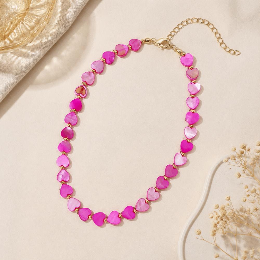 Adjustable Heart Beaded Necklace Ornaments Collarbone Chain Girls Couple Gift