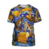Excavator 3D Print T-shirt For Men Machinery Operator Stripe Short Sleeve Breathable Loose T Shirts Outdoor Summer Work Clothes