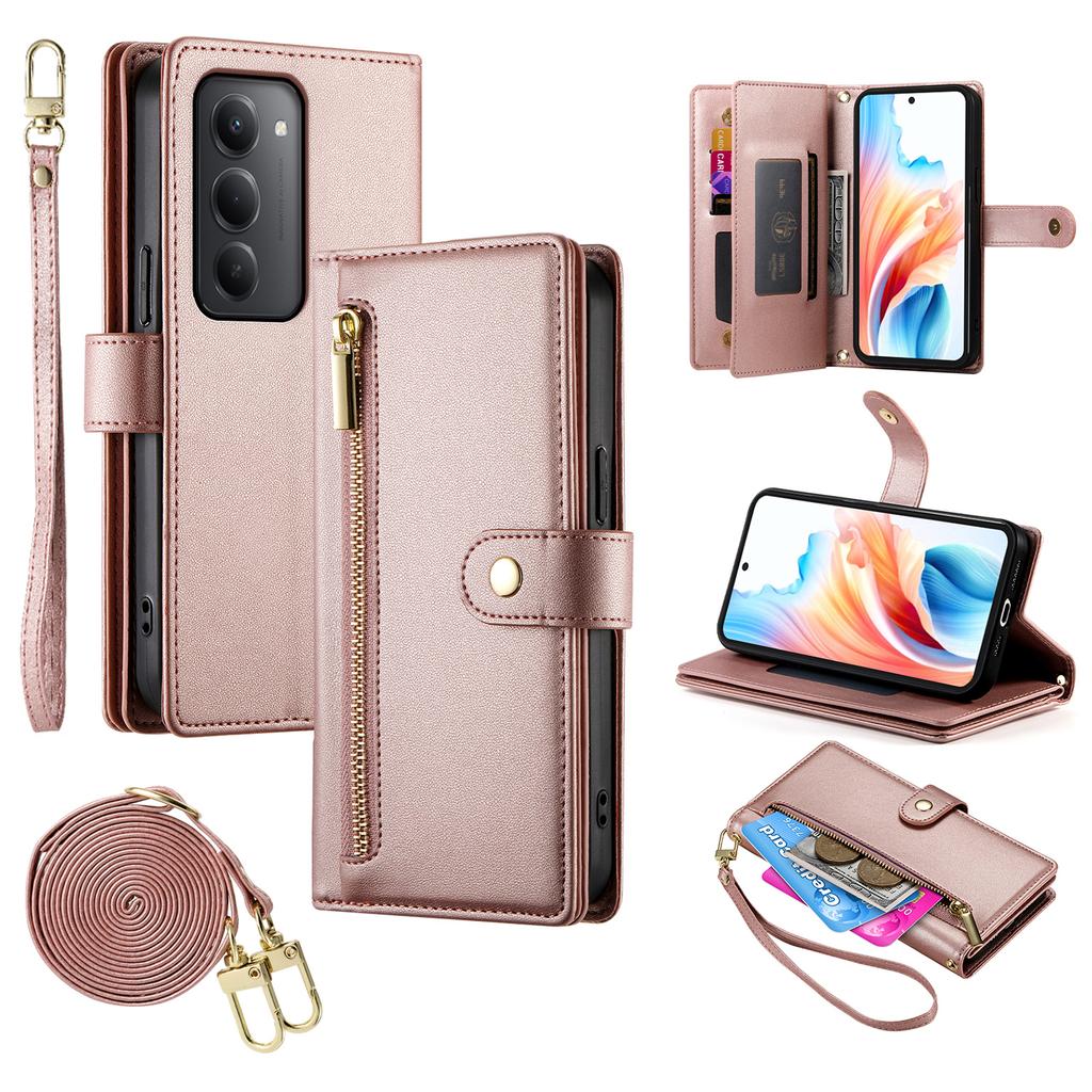 For Xiaomi Redmi 15 5G (Global) (169mm) Case Zipper Pocket Wallet Leather Phone Cover with Straps