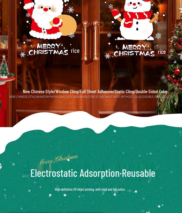 Santa Claus Wall Stickers: Cute Cartoon Christmas Decorations for Windows and Shop Layouts