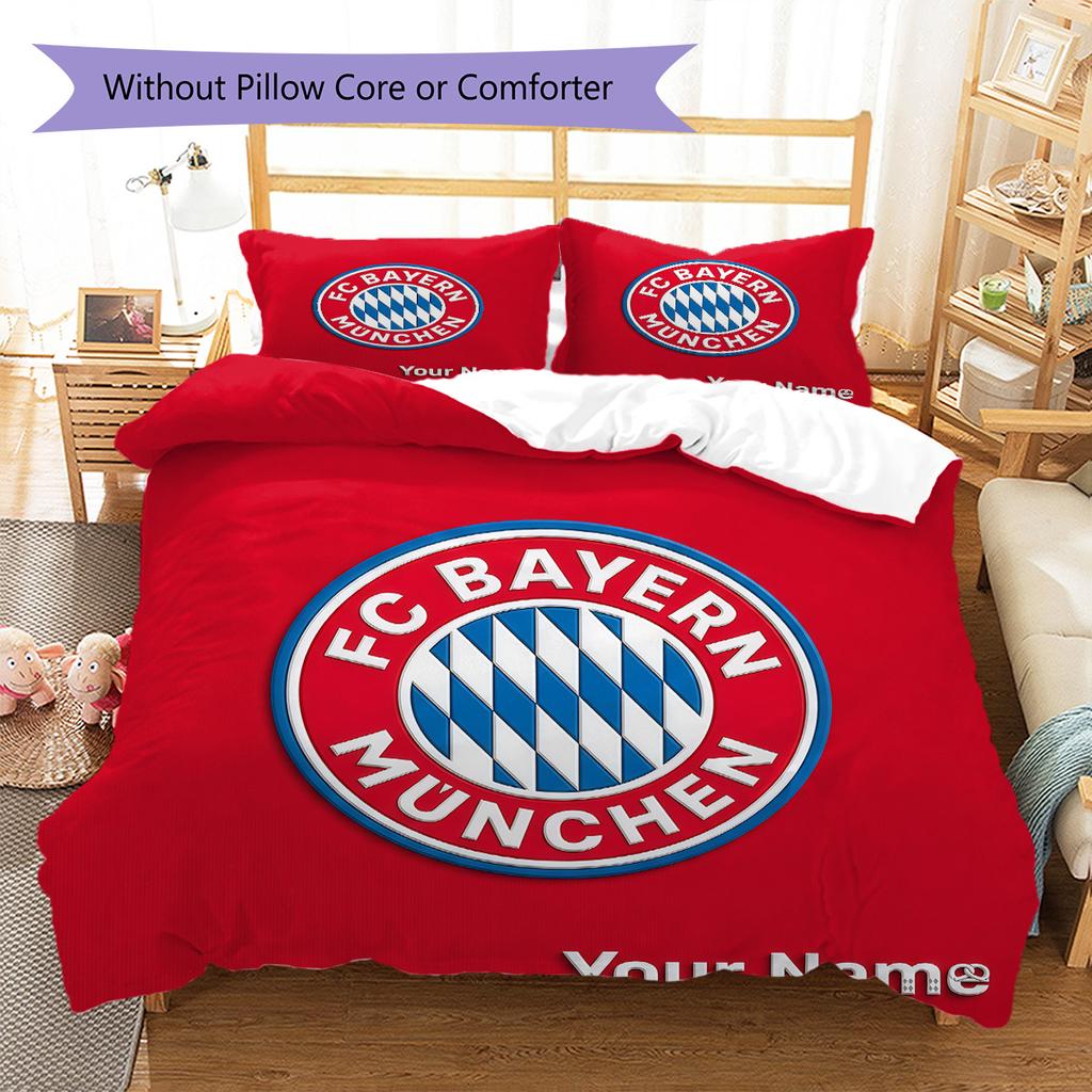 Biancheria da letto personalizzata FC Bayern Monaco, Set piumone Copripiumone Federa Regalo di Compleanno per la Casa(1 * copripiumino + 2 * federa, senza nucleo) -HE57
