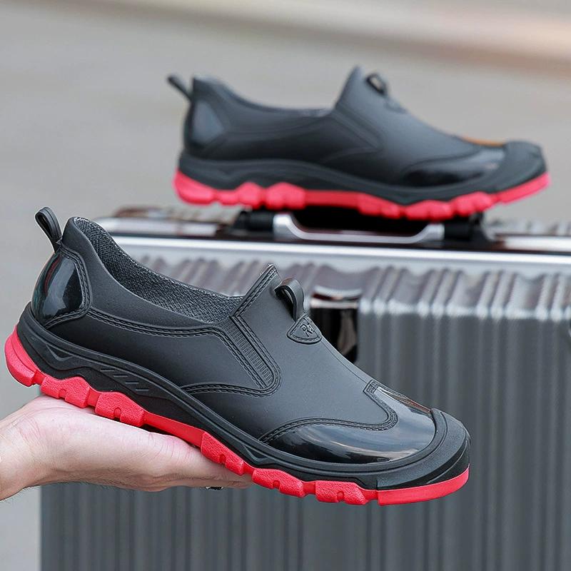 Rain Shoes Waterproof Shoes Trendy Khaki Waterproof Men's Low-Top Anti-Slip Rain Boots - Rubber Outdoor Wading Shoes