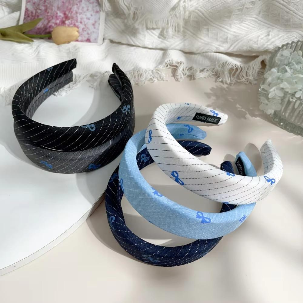 New Floral Bowknot Hairbands for Women Girls Korean Hair Accessories Sponge Soft Sweat Flower Bows Wide Hoop Headband Bandana