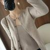 Women's Loose Plus Size Pure Wool Cardigan - Round Neck, Long-Sleeve, Anti-Pilling Knitwear for Spring & Autumn