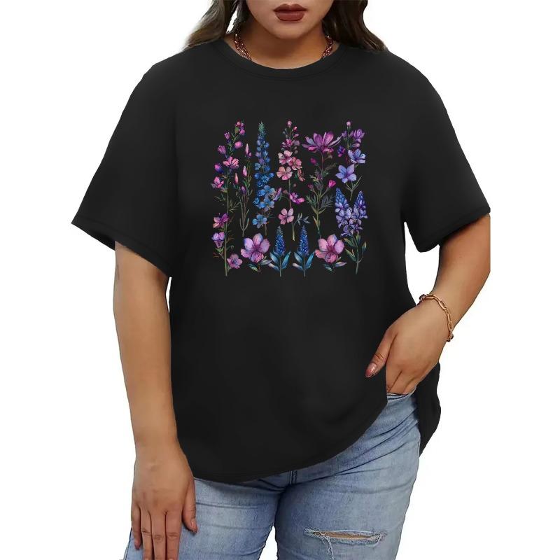 Women Round Neck Short Sleeve T-Shirt Oversized Loose Fit Casual Fashion Blouse Top