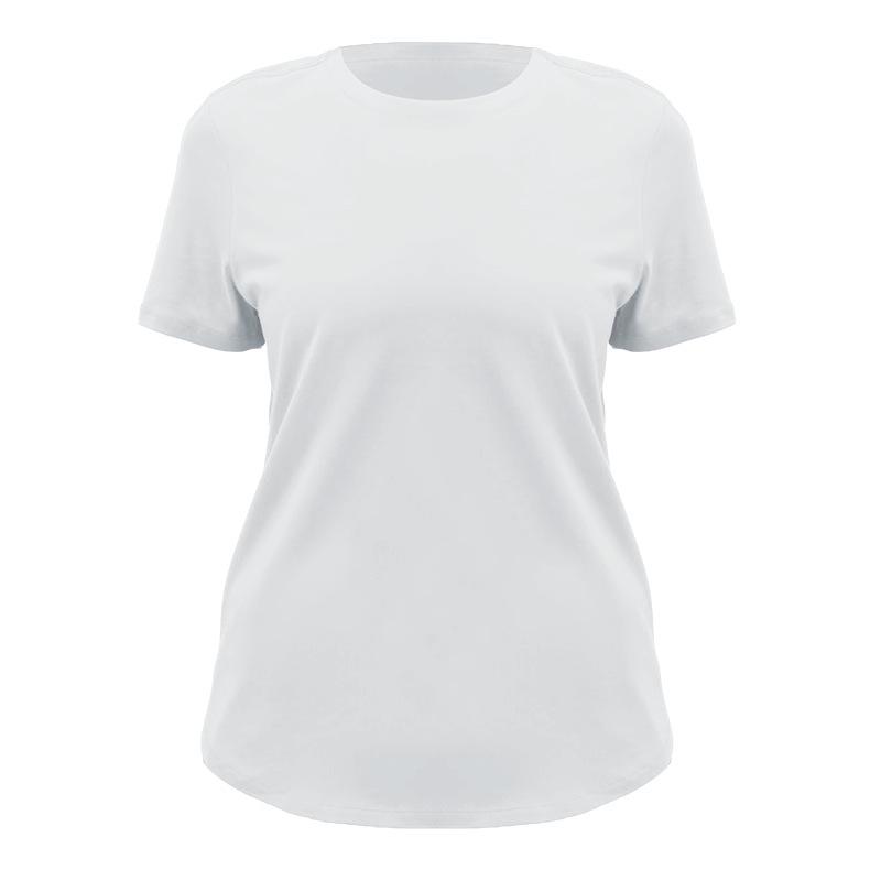 Women's Short Sleeve Round Neck Cotton-Spandex Yoga T-Shirt - Soft, Comfortable, Solid Color for Fitness & Casual Wear.