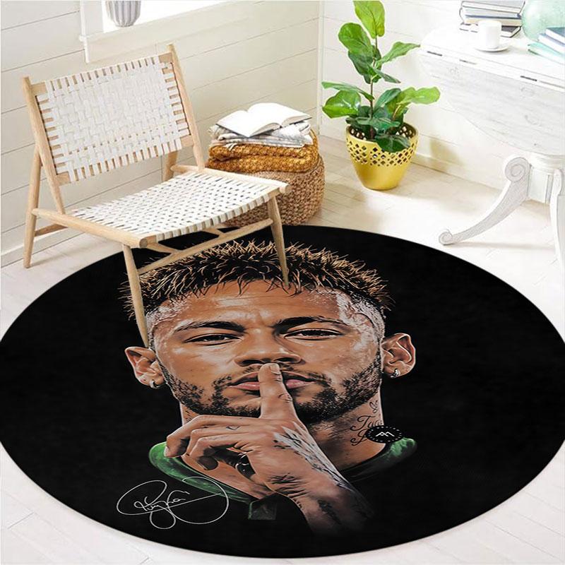 Neymar Round Area Rug,Carpet Rug for Living Room Bedroom Sofa Playroom Decor,Non-slip Floor Mat