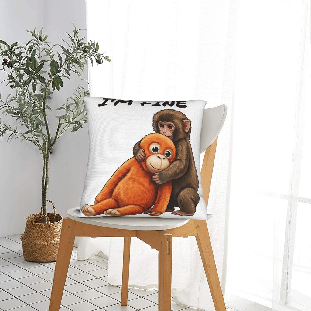 Sad Monkey Punch Meme Pillowcases Funny Pillow Case For Sofa Bedroom Home Decor Comfy Pillow Cover