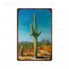 Vintage Floral Metal Plaque  Green Plants  Cactus Tin Sign  Wall Decoration for Garden Kitchen Living Room  Iron Painting Home D