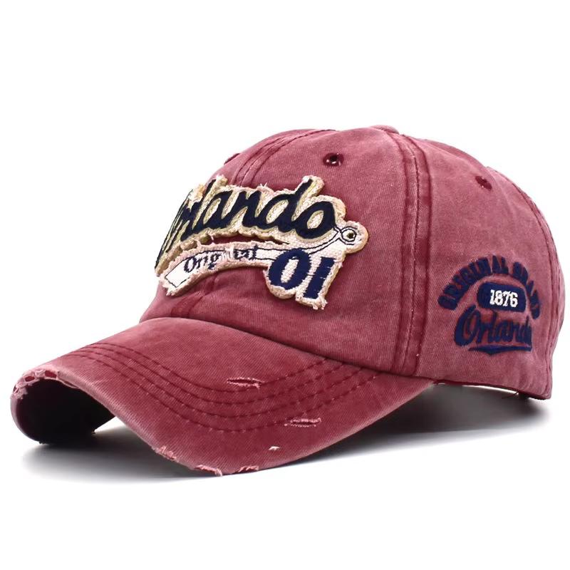 2025 New Fashionable Washed Orlando 01 Embroidered Baseball Hat Men's Sports Hip Hop Hat Women's Leisure Outdoor Sunscreen Hat