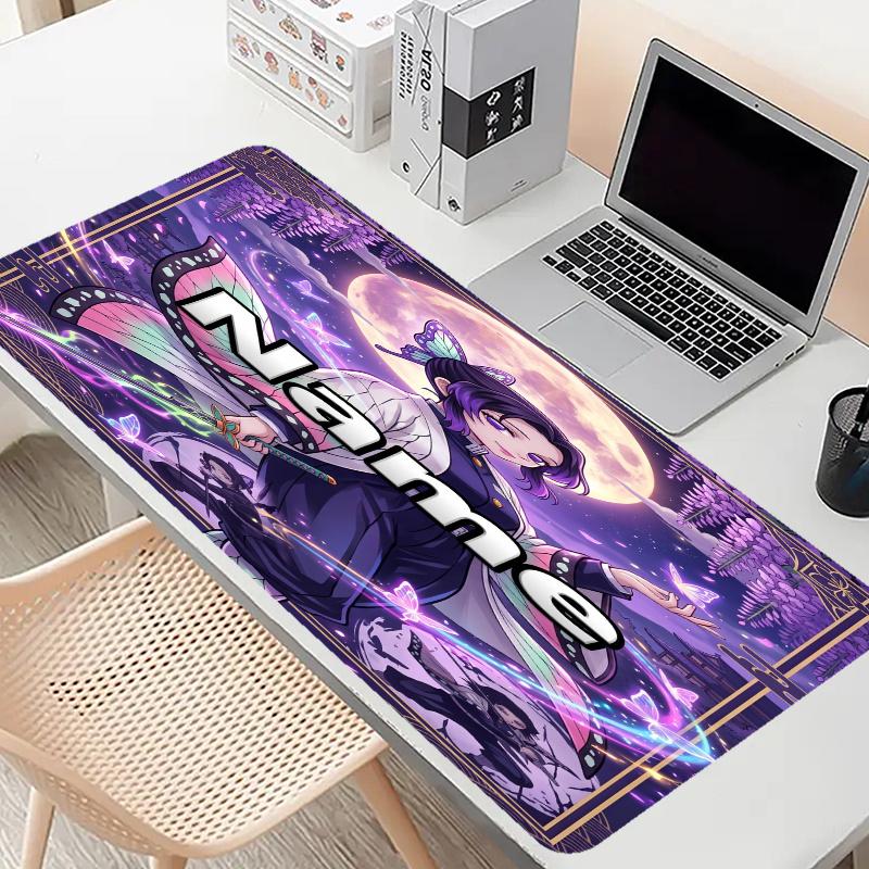 Custom Name Personalized Demon Slayer Anime Pattern Mousepad, Laptop PC Desk Mat, Decorative Desk Mat for Home Keyboard Pad Gift