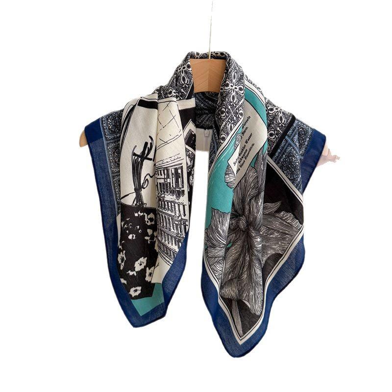 Eșarfă elegantă de mătase 2025: Design japonez și coreean, Stil subțire de vară, Protecție pentru gât