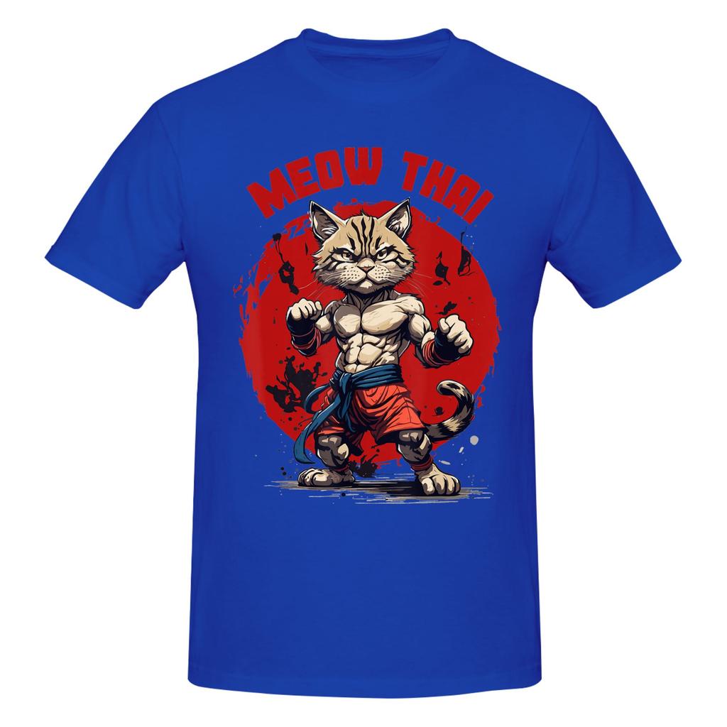 Piece Muscle Cat Graphic Funny Cotton TShirt Meow Thai Tees Tops For Unisex
