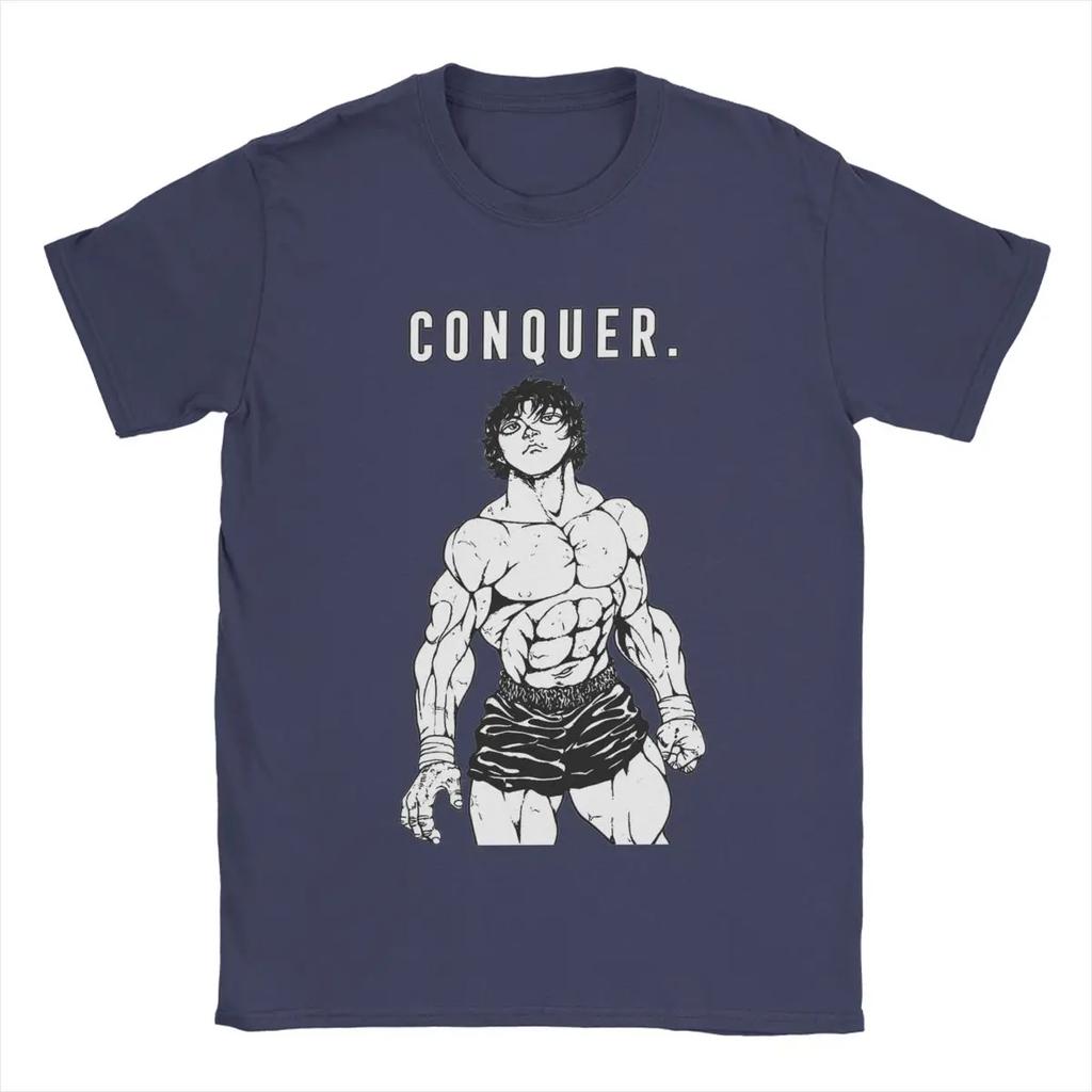 Sommer Harajuku Custom Herren T-Shirt Baki Hanma Conquer Lustiges Baumwollshirt Kurzarm Anime T-Shirts Rundhals Tops 5XL