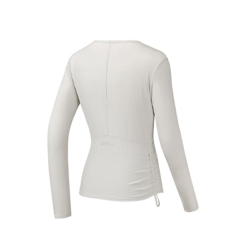 Anta V-Neck Soft Comfortable Versatile Breathable Long Sleeve T-Shirt Women Tops 162537402-2