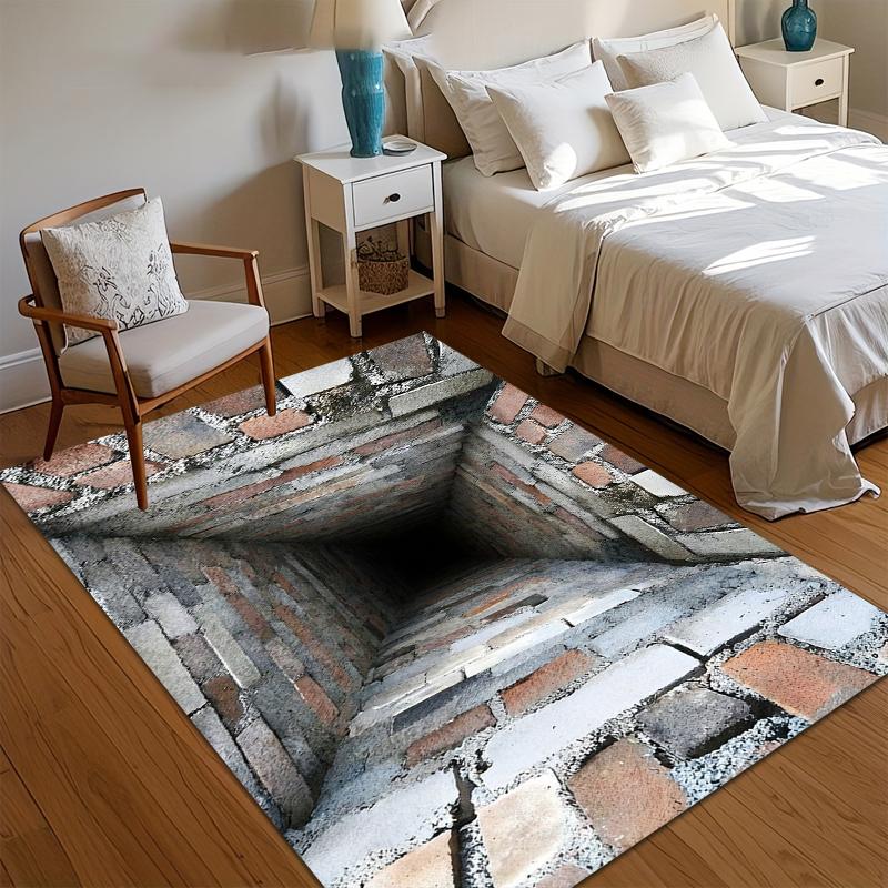 Front Door Doormat—3D Optical Illusion Trap Design, Entrance Area Rug, Playroom Floor Carpet Mat Bedroom Decor Rugs for Bedroom