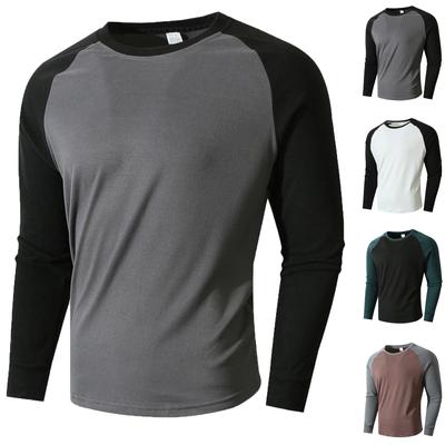 Men'S Fashionable Lapel Color Blocking Shirt Casual Long Sleeve Top