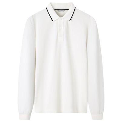 Jiumuwang Men's Wrinkle-Resistant Long-Sleeve Polo Shirt