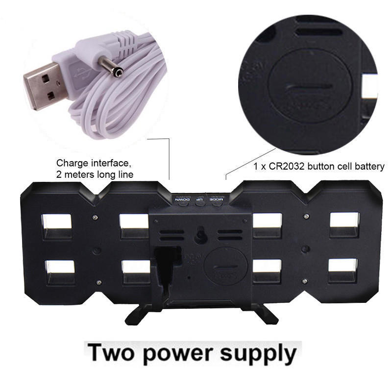 Modern Digital LED Table Desk Night Wall Clock Alarm Watch 24 or 12 Hour Display