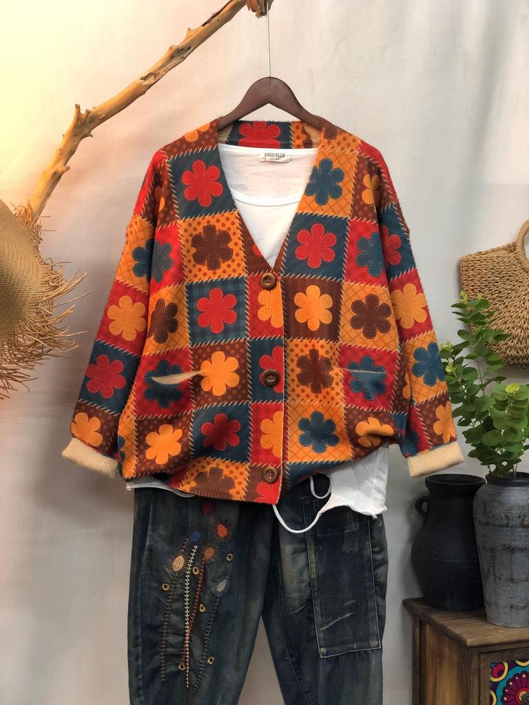 Factory new autumn and winter cute printed imitation mink velvet jacket women's Korean version loose lazy sweater