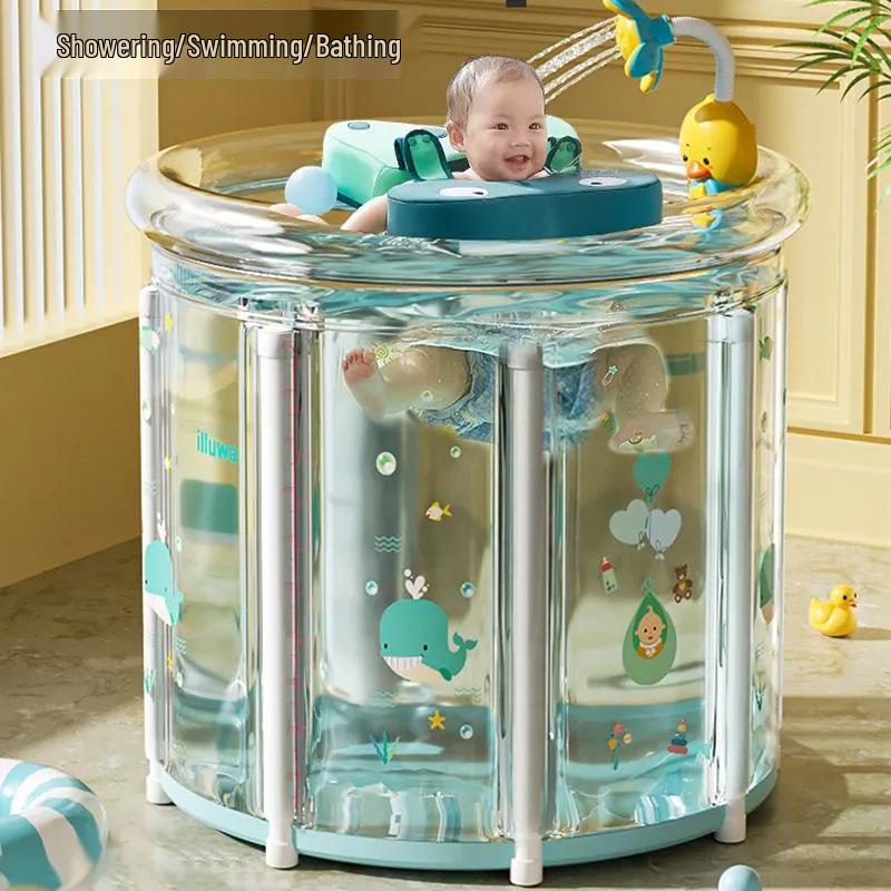 Children's Foldable Bathtub: Thickened Transparent Bath Barrel & Baby Swimming Pool