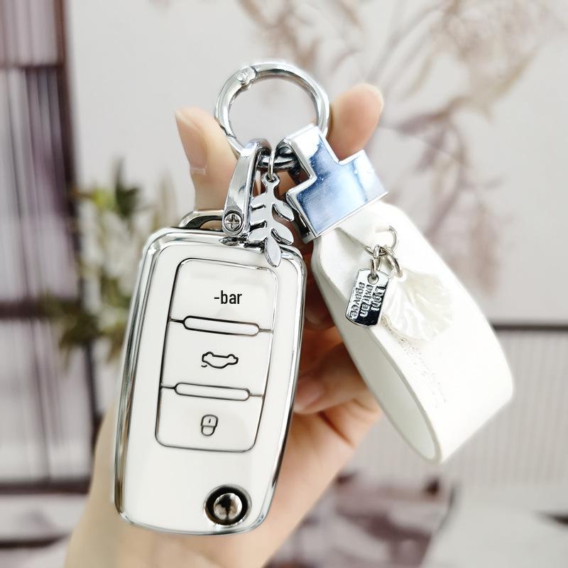 Compatible Key Case for Volkswagen Sagitar, Tiguan L, Lamando, Bora, Polo, Tayron, Langyi, Golf 7 - Protective Shell Buckle