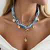 Boho Vacation Coconut Tree Conch Shell Starfish Flower Scarf Chain Necklace For Women Men Summer Beach Sun Cross Choker Jewelry