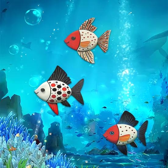 3 ks Dřevěná ryba Námořní nástěnná dekorace Rustikální ryba Závěsná plážová dekorace Oceánské pobřežní téma Vintage rybí nástěnné umění pro chatku Koupelna