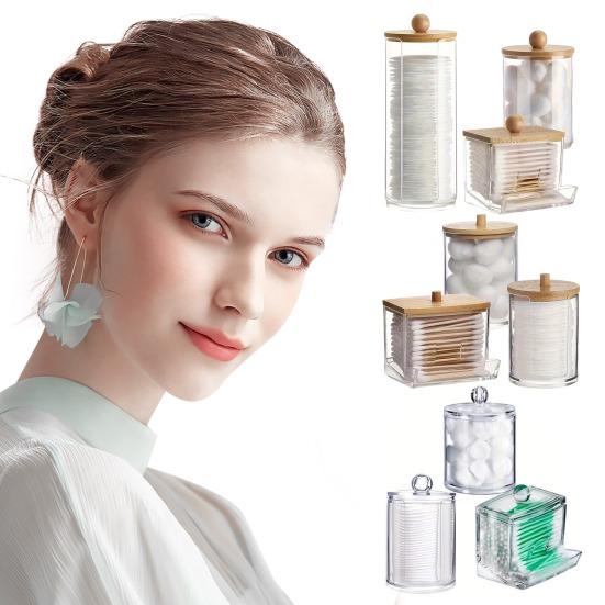 3 ks Úložný box Průhledný Dávkovač na vatové tampony a tyčinky Velká kapacita Prachotěsná Víceúčelová Úložná nádoba Dóza