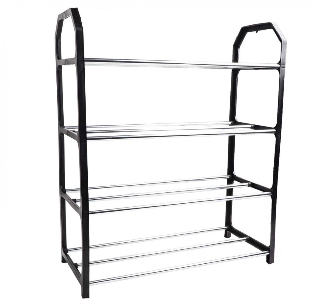 4-слойная металлическая полка для обуви черная большая вместимость чёрный 879₽