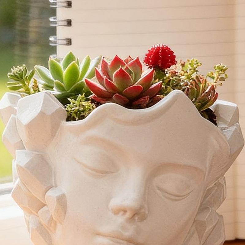 Silicone Face Flower Pot Mold For Handmade Craft Creative Garden Project Home Decoration Flowerpot Storage Box