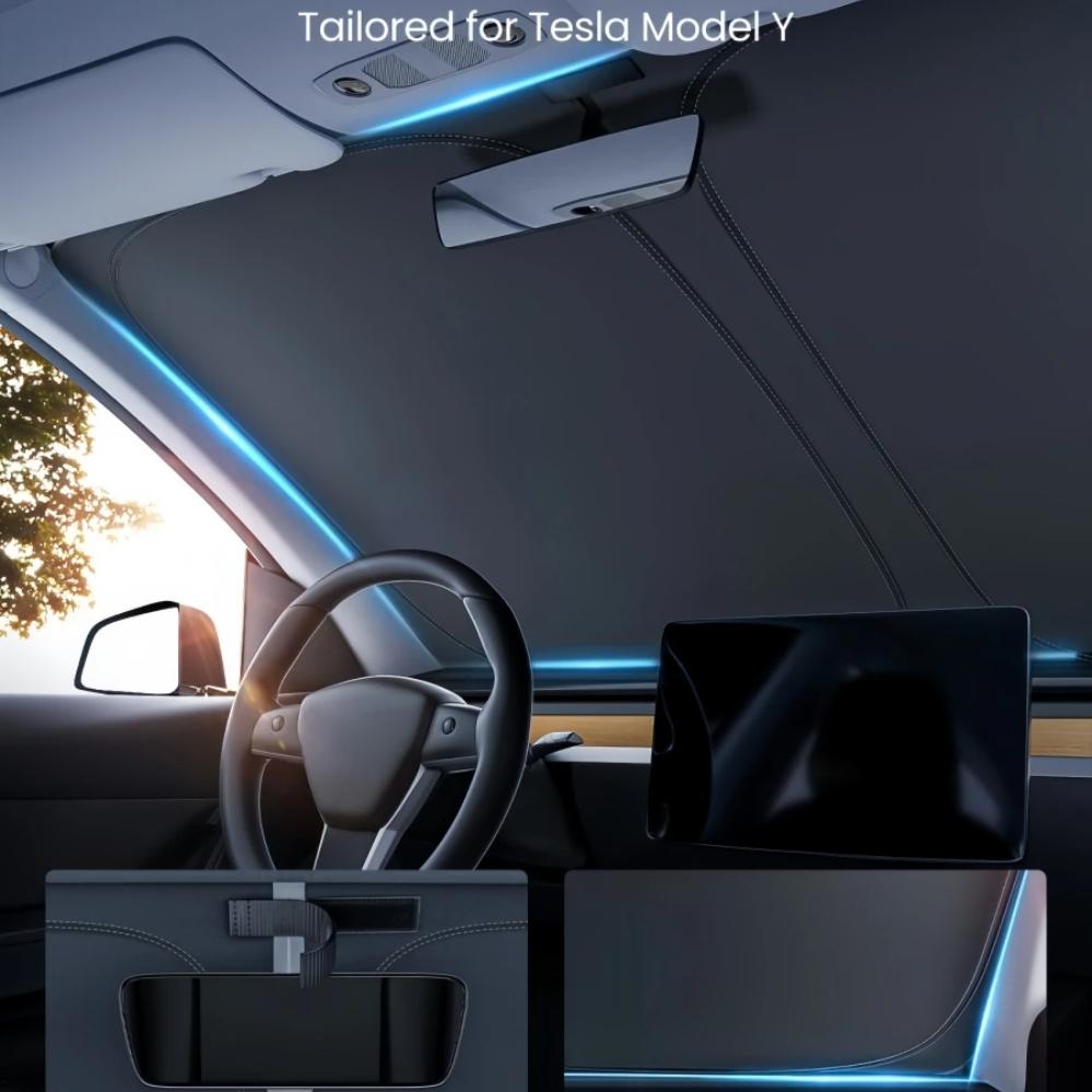 Upgraded Graphene Heat Insulation Front Sunshade Windshield For Tesla Model Y Juniper 2025  [Tailored Fit, 99% Sun Protection]