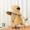 Men Solar Fan Hat with Face And Neck Cover USB Rechargeable Fan Large Brim Hollow Mesh Windproof Strap Anti-UV Sunlight Protection Outdoor Fishing