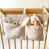 2 Pockets Crib Hanging Bag Multifunction Diaper Storage Bedside Organization Bag Infant Products Convenient Storage Bag