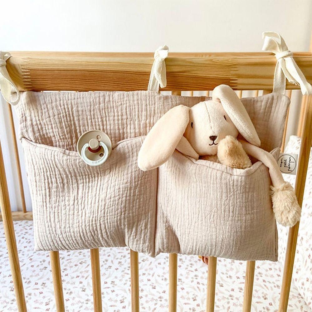 2 Pockets Crib Hanging Bag Multifunction Diaper Storage Bedside Organization Bag Infant Products Convenient Cot Bed Organizer