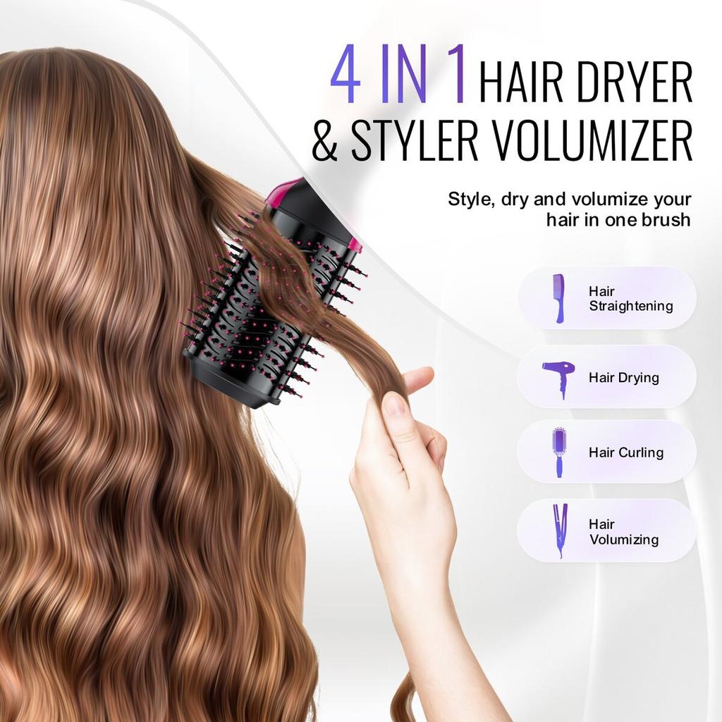 Hair Blow Dryer Brush Ionic Hair Dryer and Styler with 75mm Oval Barrel