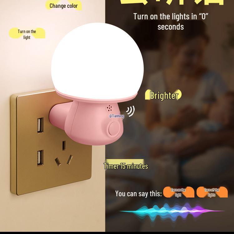Sound-Activated Smart Night Light for Bedroom, Sleep, Baby Feeding and Bedside Plug-in Lamp