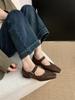Retro Comfort Ballet Shoes Female Casual Daily Low Heel Loafers Luxury Buckle Strap Ladies Flats Mary Janes Shoes Party Pumps