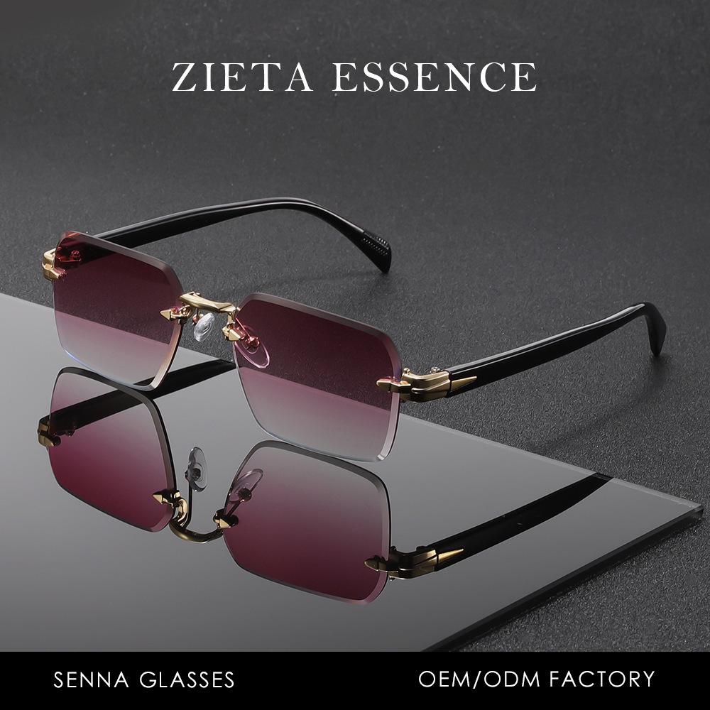 Trendy Gold Frameless Sunglasses for Men and Women – European and American Style Cut Edge