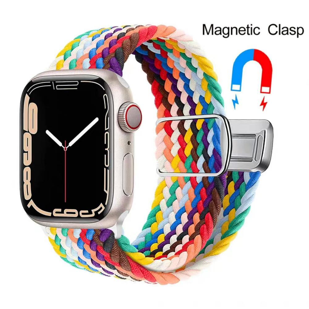 Braided Loop Strap for Apple Watch Band 44mm 40mm 49mm 45mm 41mm 46mm 42 38mm Nylon Bracelet iWatch Series Ultra 10 9 8 7 6 5 SE