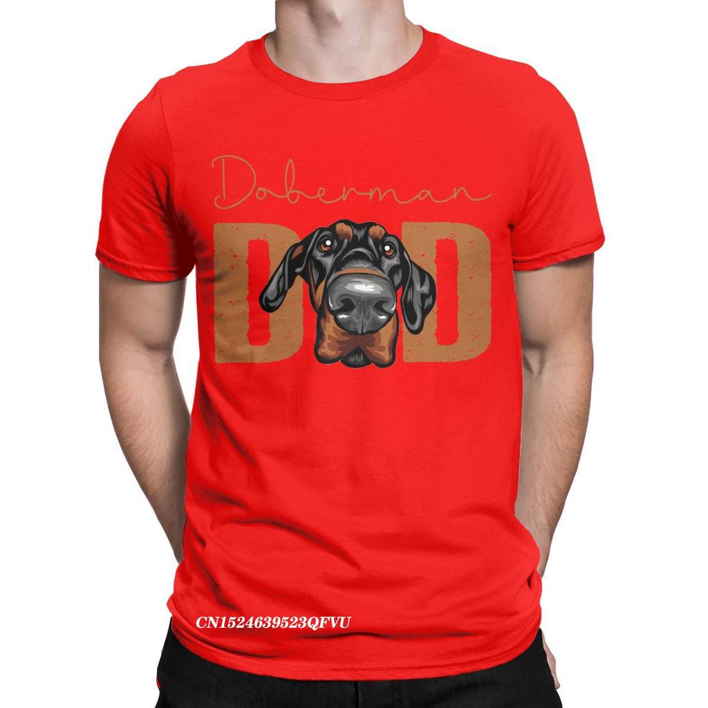 Men Doberman Dad Dog Tops T Shirts Animal Pet Oversized Pure Cotton Novelty Harajuku Crewneck Tees Aesthetic Camisas T-Shirt